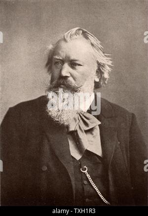 Johannes Brahms (1833-1897) del compositore tedesco. Dopo una fotografia. Mezzitoni Foto Stock