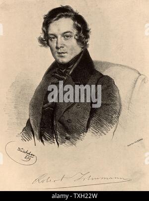 Robert Schumann (1810-1856) tedesco romantico compositore. Litografia. Foto Stock