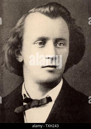 Johannes Brahms (1833-1897) del compositore tedesco, nel 1866. Mezzitoni da una fotografia. Foto Stock