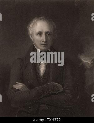 William Wordsworth (1770-1850) poeta inglese nato a Cockermouth, Cumbria. Subentrato a Robert Southey come poeta laureato in 1843. Incisione da 'National Portrait Gallery" (Londra, 1833). Foto Stock