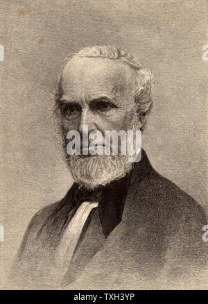 John Greenleaf Whittier (1807-1892) poeta americano, nato a Haverhill, Massachusetts. Un Quaker e una abolizionista. Incisione. Foto Stock