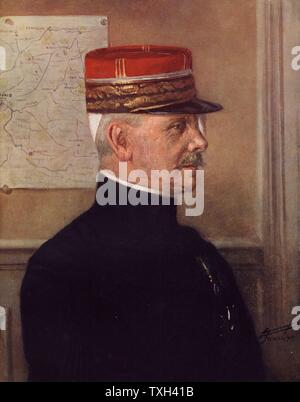 Generale Maunoury Michel-Joseph (1847-1923) francese ufficiale d'artiglieria. Richiamato dalla pensione nel mese di agosto 1914 all'inizio della Prima Guerra Mondiale. Maunoury nel luglio 1915. Nel mese di marzo era stato ferito gravemente e sparato attraverso essi occhio, terminando la sua carriera attiva. Foto Stock