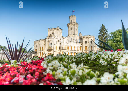 Hluboka nad Vltavou Castello nella Repubblica Ceca Foto Stock