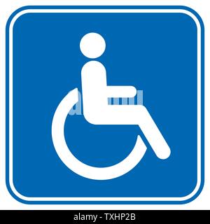 Sedia a rotelle disabili icona, isolato su bianco. Disabilitare il logo di Symbol, vettore Illustrazione Vettoriale