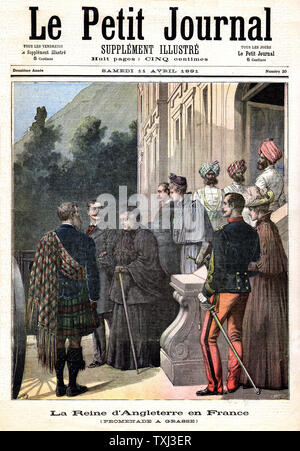 1891 Le Petit Journal front page Queen Victoria in Francia Foto Stock