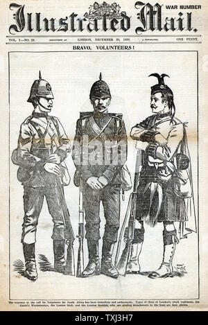 1899 illustrato Mail pagina anteriore reporting Guerra Boera volontari Foto Stock
