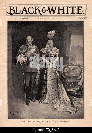 1901 Black & White magazine pagina anteriore re Edoardo VII e la Regina Alexandra Foto Stock