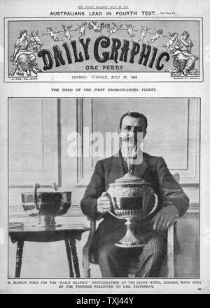 1909 Daily Graphic front page Louis Bleriot prima Cross-Channel volo Foto Stock