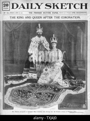 1911 Daily Sketch front page incoronazione del re George V & Queen Mary Foto Stock