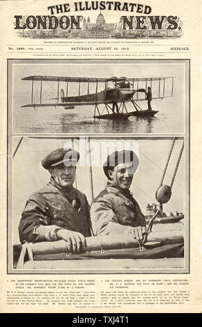 1913 Illustrated London News front page aviatore Harry Hawker G. Foto Stock