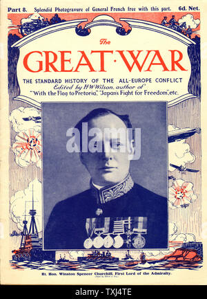 1914 - 1918 La Grande Guerra magazine Parte 8 pagina anteriore Winston Churchill Foto Stock