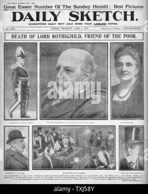 1915 Daily Sketch pagina anteriore della morte del Signore Rothschild Foto Stock