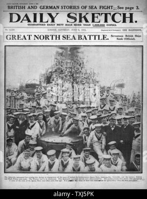 1916 Daily Sketch pagina anteriore battaglia dello Jutland Foto Stock