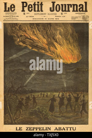 1916 Le Petit Journal front page reporting Zeppelin si schianta al suolo Foto Stock