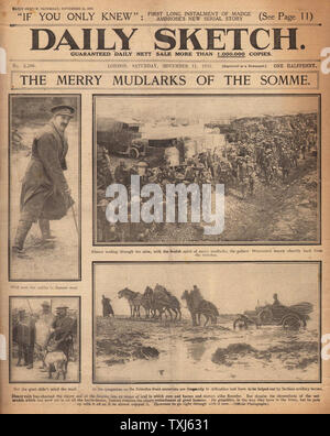 1916 Daily Sketch pagina anteriore reporting Battaglia delle Somme British gas attacco Foto Stock