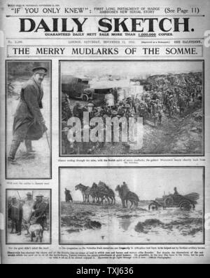 1916 Daily Sketch pagina anteriore reporting Battaglia delle Somme British gas attacco Foto Stock