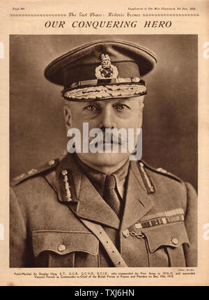 1919 La guerra illustrato nella pagina anteriore reporting Maresciallo di Campo Sir Douglas Haig Foto Stock