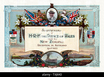 1920 Souvenir di Principe di Galles (più tardi re Edward VIII) visita in Nuova Zelanda Foto Stock