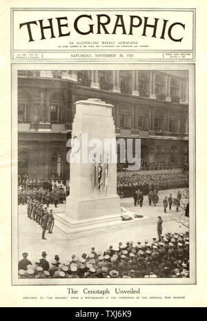 1920 La grafica della pagina anteriore segnalato il Cenotafio Giorno del Ricordo Foto Stock