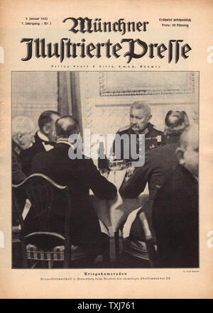 1930 Munchener Illustrierte Presse front page reporting generale feldmaresciallo Paul von Hindenburg Foto Stock