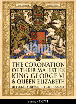 1937 Incoronazione Programma Souvenir King George VI & Queen Elizabeth Foto Stock