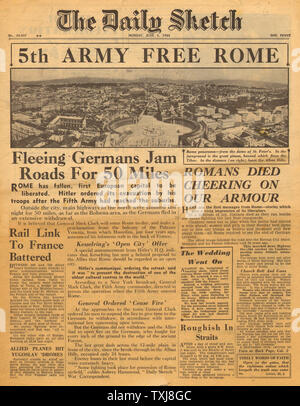1944 schizzo quotidiano Roma liberato dagli alleati Foto Stock
