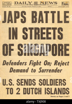 1942 Daily News (New York) Singapore Foto Stock