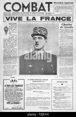 1943 combattere (francese Liberation Movement giornale - Algeria) Charles de Gaulle Foto Stock