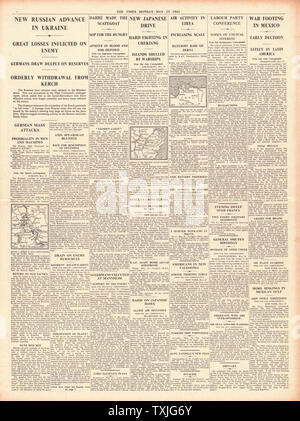 1942 Pagina 4 volte l'esercito russo in anticipo in Ucraina, le forze giapponesi anticipo in Cina, RAF Bomba Derna in Libia e il Messico sul piede di guerra Foto Stock