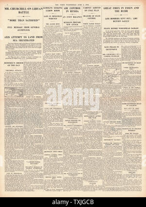 1942 Pagina 4 Tempi RAF bombardamenti sulla Germania Foto Stock