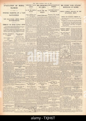 1942 Pagina 4 Tempi di Rommel e Africa Corps anticipo nella battaglia per l'Egitto e la caduta di Mersa Matruh Foto Stock