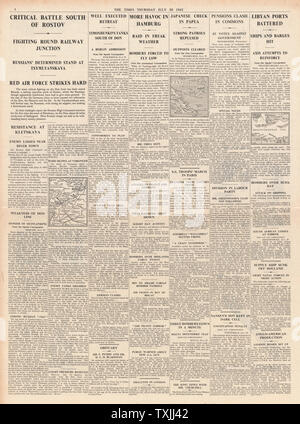 1942 Pagina 4 Tempi battaglia per Rostov, bombardieri alleati raid porte libico e RAF rende secondo raid su Amburgo Foto Stock