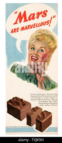 1947 La rivista britannica Mars Bar Annuncio Foto Stock