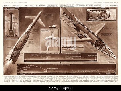 1945 Illustrated London News tedesco A8 & A9 Progetti a razzo Foto Stock