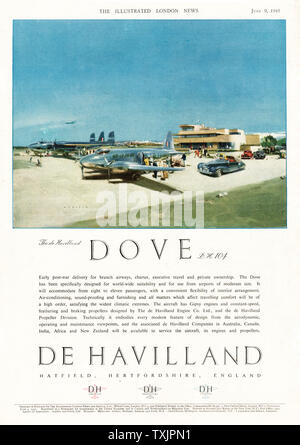 1945 La rivista britannica De Havilland Colomba DH-104 Annuncio Foto Stock