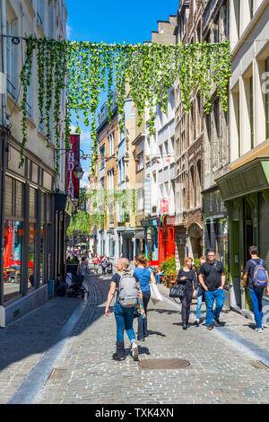 Stradina nel centro di Bruxelles - Belgio. Foto Stock