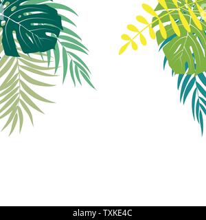 Beautifil Palm Tree foglia sfondo Silhouette illustrazione vettoriale Illustrazione Vettoriale