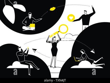 Dating app - piatto stile design illustrazione vettoriale Illustrazione Vettoriale