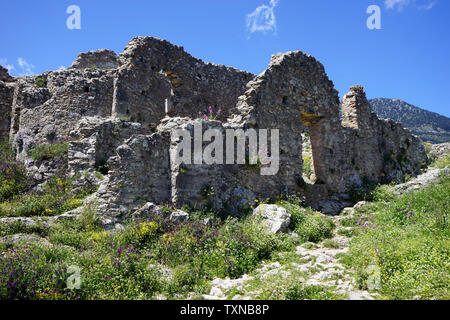 Mistra, Grecia circa il maggio 2019 rovine della fortezza Foto Stock