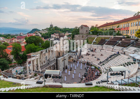 Il teatro romano di Plovdiv antico teatro di Philippopolis Foto Stock