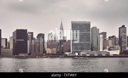 Retrò tonica vista panoramica della città di New York skyline, STATI UNITI D'AMERICA. Foto Stock