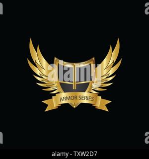 Come lettera con ali eagle logo design template Illustrazione Vettoriale