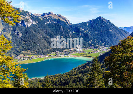 Vista aerea sul lago Achensee - Lago di Achen in Tirolo, Austria. Foto Stock