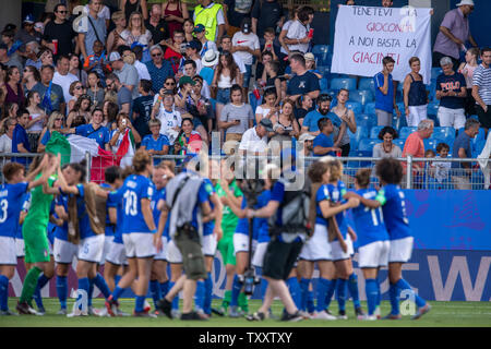 Montpellier, Francia. Il 25 giugno 2019. Sostenitori (Italia) durante il FIFA Coppa del Mondo Donne Francia 2019 Round di 16 match tra Italia 2-0 la Cina a Stade de la Mosson di Montpellier, Francia, giugno25, 2019. Credito: Maurizio Borsari/AFLO/Alamy Live News Foto Stock