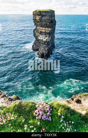 Dun Briste Stack del mare nella contea di Mayo in Irlanda. Questo è uno dei punti lungo la selvaggia modo atlantico Foto Stock