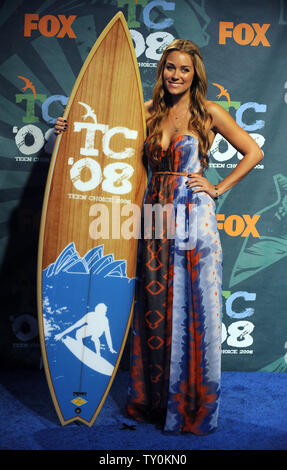 Lauren Conrad appare dietro le quinte con la sua scelta TV: realtà femmina/varietà Star Award per "Colline', durante il 2008 Teen Choice Awards presso gli Universal Studios di Los Angeles il 3 agosto 2008. (UPI foto/Jim Ruymen) Foto Stock