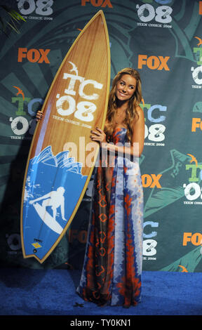 Lauren Conrad appare dietro le quinte con la sua scelta TV: realtà femmina/varietà Star Award per "Colline', durante il 2008 Teen Choice Awards presso gli Universal Studios di Los Angeles il 3 agosto 2008. (UPI foto/Jim Ruymen) Foto Stock