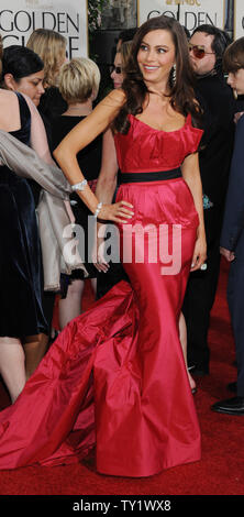 L'attrice Sofia Vergara arriva alla sessantottesima Annuale di Golden Globe Awards di Beverly Hills, la California il 16 gennaio 2011. UPI/Jim Ruymen Foto Stock