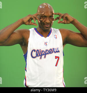 Los Angeles Clippers' Lamar Odom pone per le foto a La Clippers Media Day a Los Angeles il 28 settembre 2012. UPI/Lori Shepler Foto Stock