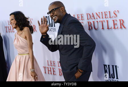 Membro del cast Forest Whitaker e sua moglie Keisha Nash Whitaker assistere alla premiere di Lee Daniels " motion picture drama biografico "Butler" al Regal Cinemas in L.A. Live Stadium 14 a Los Angeles il 12 agosto 2013. "Butler" racconta la storia di un afro-americano di testimonianze oculari di notevoli eventi del xx secolo durante il suo incarico come una casa Bianca Butler. UPI/Jim Ruymen Foto Stock